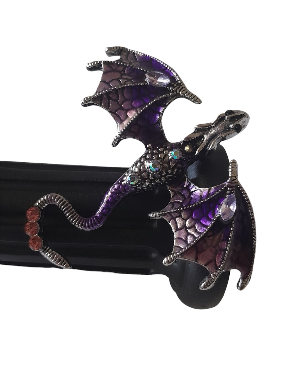 Purple Dragon Brooch with Rhinestones Goth